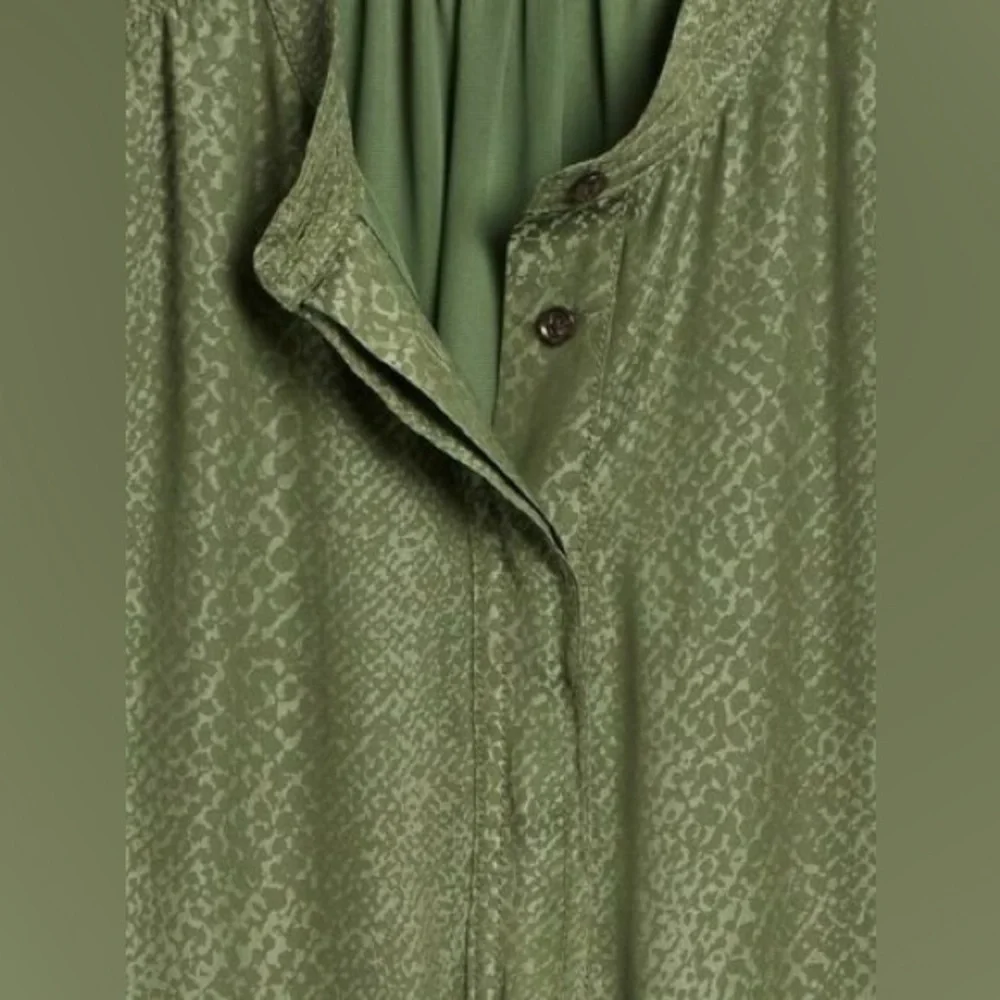 NWOT Banana Republic Olive Green Snake Print Utility Popover Shirtdress Sz 12